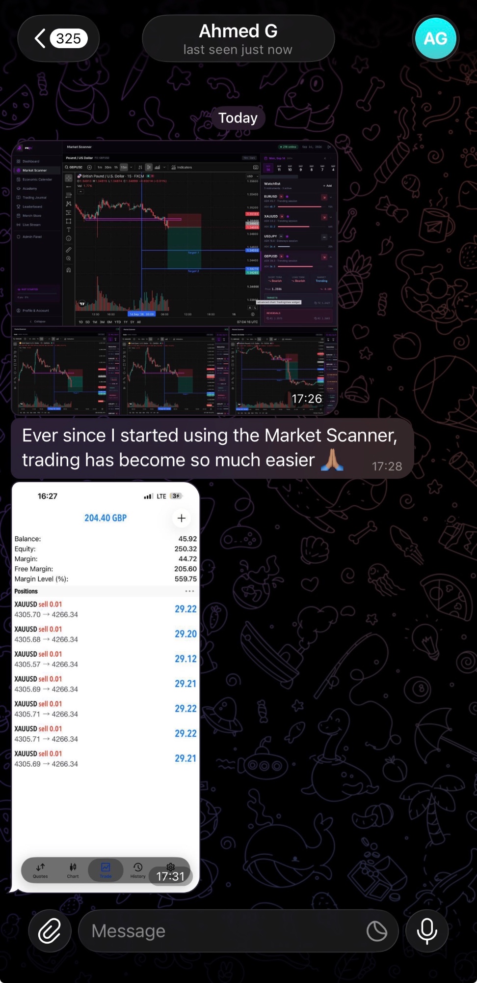 Ahmed G: Ever since I started using the Market Scanner, trading has become so much easier